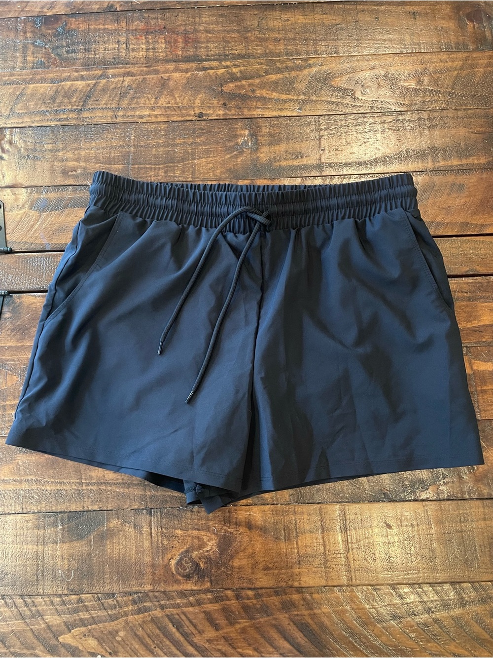 Time and Tru Black Active Shorts with Elastic Waist